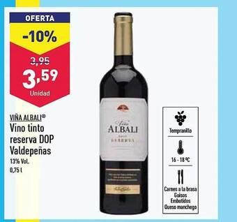 ALDI Viña albali vino tinto reserva dop valdepeñas oferta