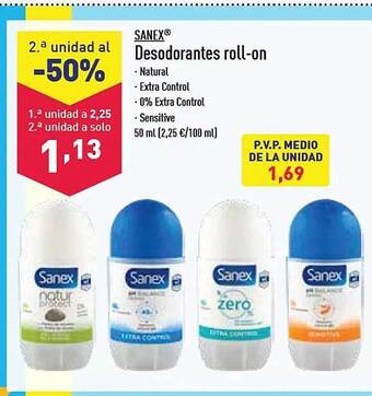 ALDI Sanex desodorantes roll-on oferta