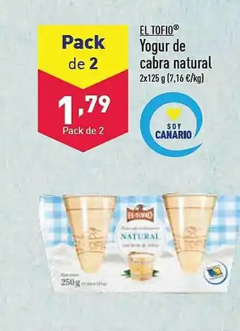 ALDI El tofio yogur de cabra natural oferta