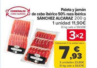 Carrefour Paleta y jamón de cebo ibérico 50% raza ibérica sánchez alcaraz oferta