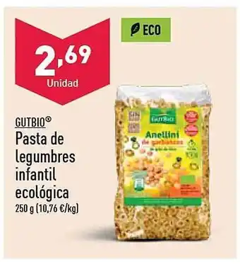 ALDI Gutbio pasta de legumbres infantil ecológica oferta