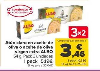Carrefour Atún claro en aceite de oliva o aceite de oliva virgen extra albo oferta