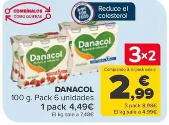 Carrefour Danacol pack 6 oferta
