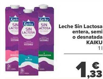 Carrefour Leche sin lactosa entera, semi o desnatada oferta