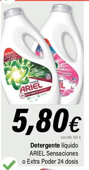 Cash Ifa Detergente líquido ariel sensaciones o extra poder 24 dosis oferta