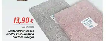 Cash Ifa Blíster 100 unidades mantel 100x100 trama burdeos o negro oferta