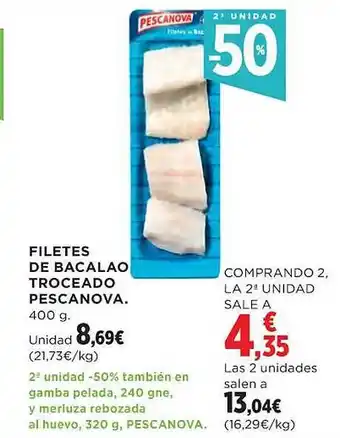El Corte Inglés 2a unidad -50% filetes de bacalao troceado pescanova oferta