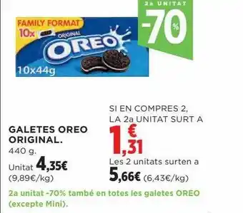 Hipercor 2a unidad -70% galetes de oreo original oferta