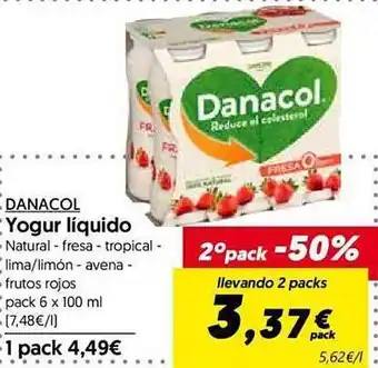 Hiper Usera 2° pack -50% danacol yogur líquido oferta