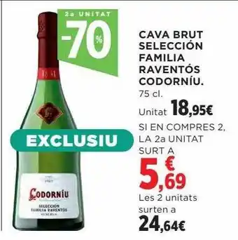 Hipercor 2a unitat -70% cava brut selección familia raventós codorníu oferta