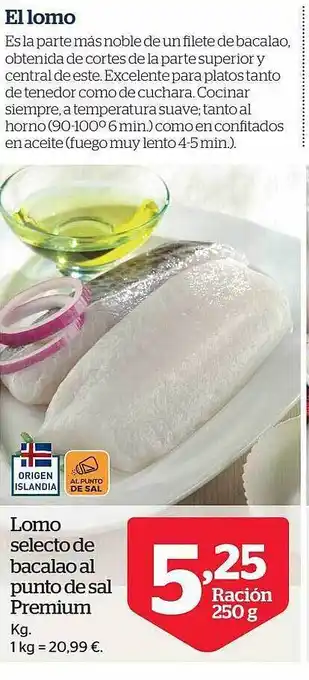 La Sirena Lomo selecto de bacalao al punto de sal premium oferta