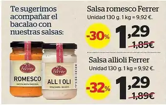 La Sirena Salsa romersco ferrer salsa allioli ferrer oferta