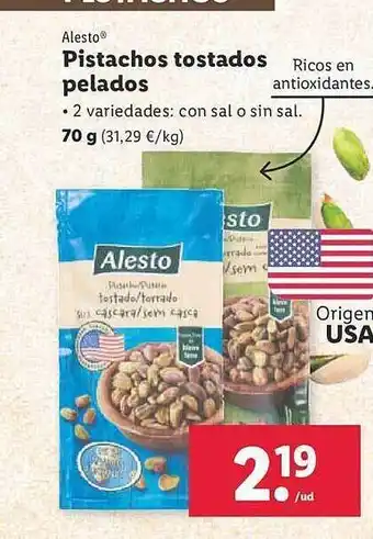 Lidl Alestop pistachos tostados pelado oferta