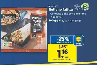 Lidl Monissa relleno fajitas oferta