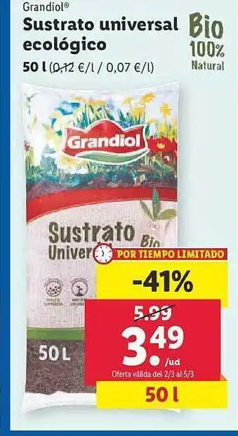 Lidl Grandiol sustrato universal ecológico oferta