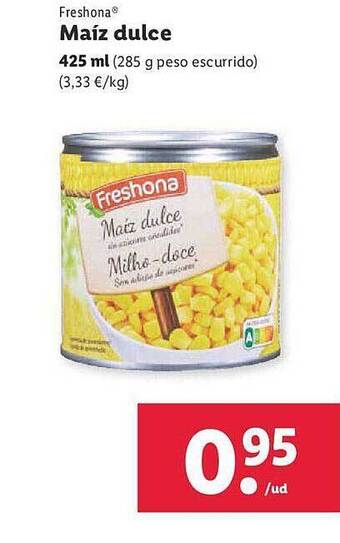 Lidl Freshona maiz dulce oferta