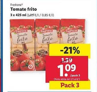 Lidl Freshona tomate frito oferta