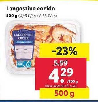 Lidl Langostino cocido oferta