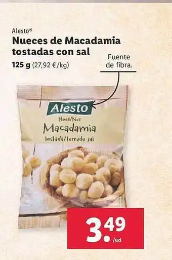 Lidl Alesto nueces de macademia tostadas con sal oferta