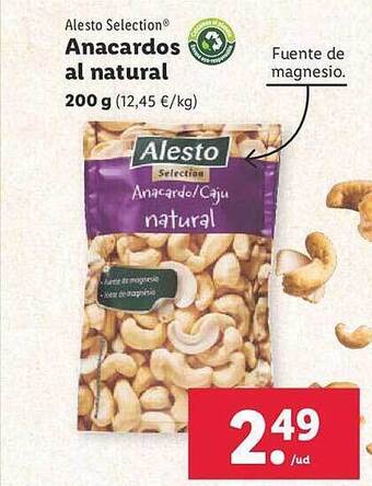 Lidl Alesto selection anacardos al natural oferta