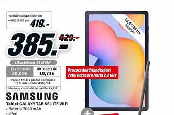 MediaMarkt Samsung tablet galaxy tab s6 lite wifi oferta