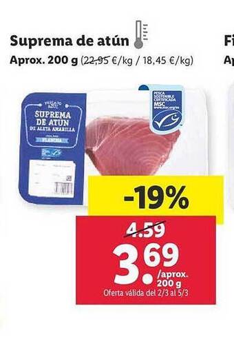 Lidl Suprema de atún oferta