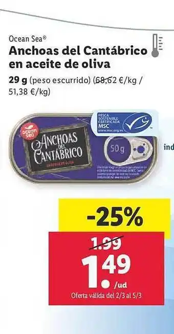 Ocean sea anchoas del cantábrico en aceite de oliva