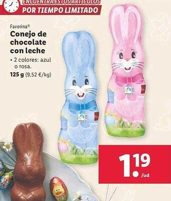 Lidl Favorina conejo de chocolate con leche oferta