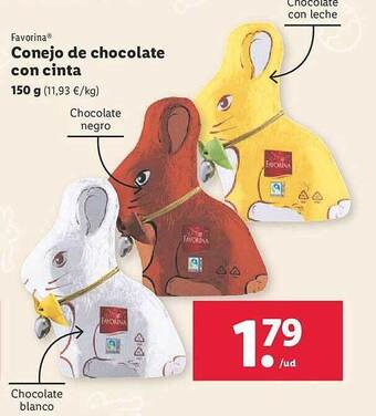 Lidl Favorina conejo de chocolate con cinta oferta