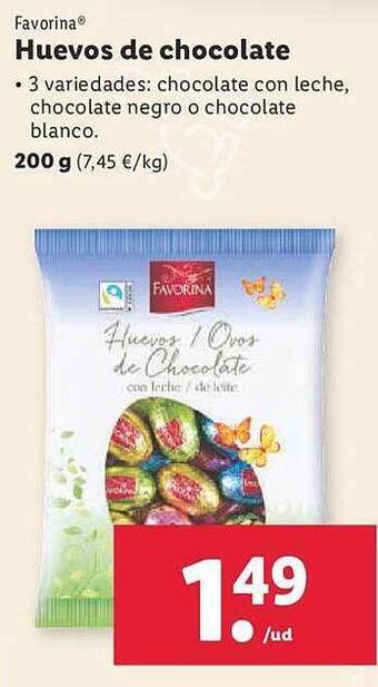 Lidl Favorina huevos de chocolate oferta
