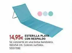 Cadena88 Esterilla playa 14,95€ con respaldo se convierte en una bolsa bandolera. 160x54 cm. colores surtidos. 555y592 oferta