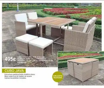Cadena88 495€ conjunto cubo java 4 sillas 53x53xh.69/89 cm, 4 taburetes 40x40xh 35 cmy mesa 109x109xh.75 cm. 8704n208 cubo java est oferta