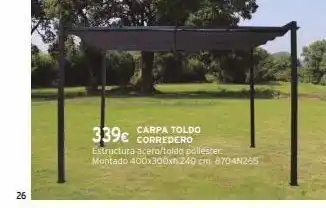 Cadena88 26 carpa toldo 339€ corredero estructura acero/toldo poliéster: montado 400x300x240 cm. 8704n265 oferta