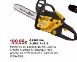 Cadena88 Alpex star 199,95€ alpex a4518 motor: 45 cc. espada: 45 cm. cadena oregón. sistema de arranque fácil. acceso sin herramient oferta