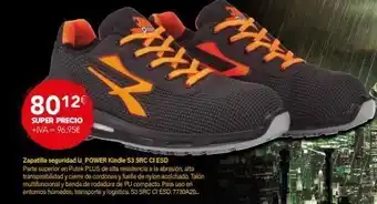 Cadena88 8012€ super precio +iva = 96,95€ zapatilla seguridad u power kindle s3 src ci esd parte superior en putek plus de alta resi oferta