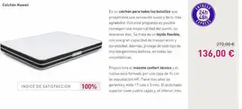 Dormity Colchón hawaii indice de satisfaccion 100% es un colchón para todos los bolsillos que proporciona una sensación suave y de oferta