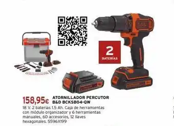 Cadena88 Atornillador percutor 158,95€ b&d bcksb04-qw 18 v. 2 baterias 1.5 ah. caja de herramientas con módulo organizador y 6 herra oferta
