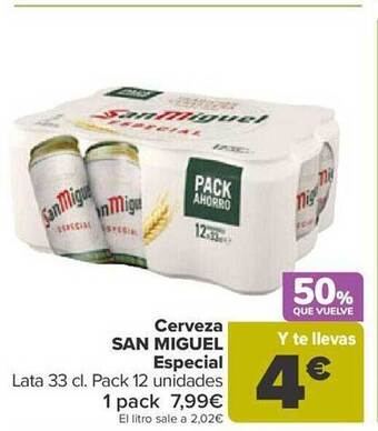 Carrefour Cerveza san miguel especial oferta