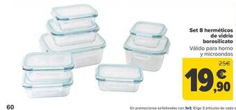 Carrefour Set 8 herméticos de vidrio borosilicato oferta