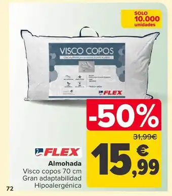Carrefour Flex almohada visco copos 70 cm oferta