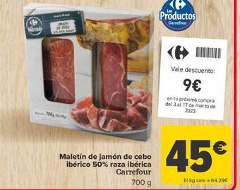 Carrefour Maletin de jamón de cebo ibérico 50% raza ibérica carrefour oferta
