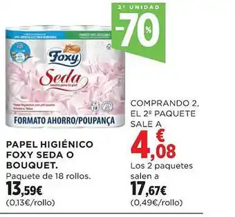 El Corte Inglés 2a unidad -70% papel higiénico foxy seda o bouquet oferta