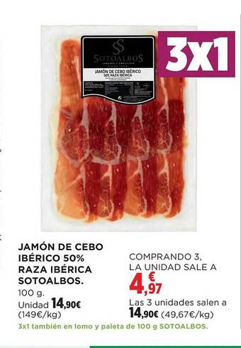 El Corte Inglés Jamón de cebo ibérico 50% raza ibérica sotoalbos oferta