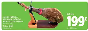 El Corte Inglés Jamón ibérico 50% raza ibérica secretos de tonda oferta
