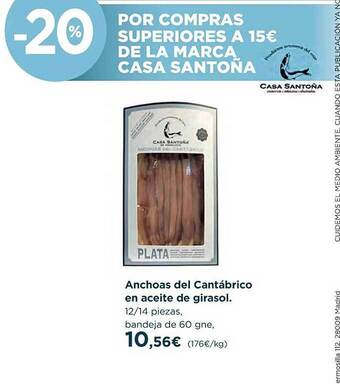 El Corte Inglés Anchoas del cantábrico en aceite de girasol oferta