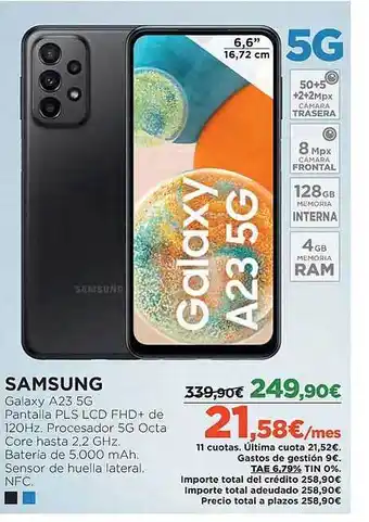 El Corte Inglés Samsung galaxy a23 5g oferta
