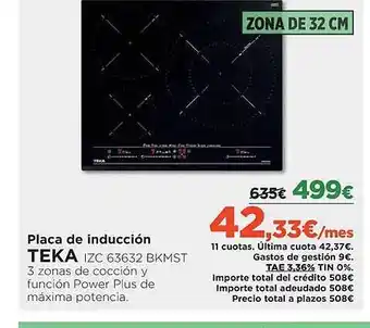 El Corte Inglés Placa de inducción teka oferta