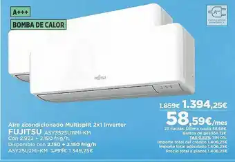 El Corte Inglés Aire acondicionado multisplit 2x1 inverter fujitsu oferta