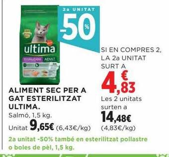 Hipercor 2a unitat -50% aliment sec per a gat esterilitzat ultima oferta