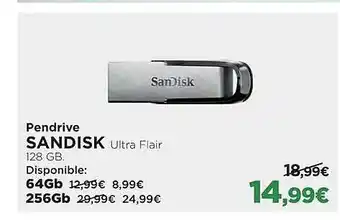 El Corte Inglés Pendrive sandisk ultra flair 128 gb oferta
